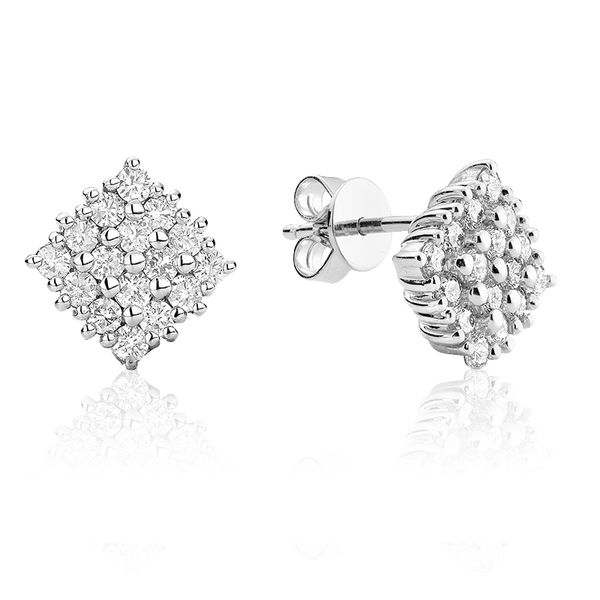 Sterling Silver Cubic Zirconia Diamond Shape Stud Earrings Barthau Jewellers Stouffville, ON