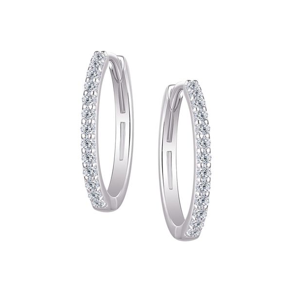 Sterling Silver 17MM Cubic Zirconia Hoop Earrings Barthau Jewellers Stouffville, ON