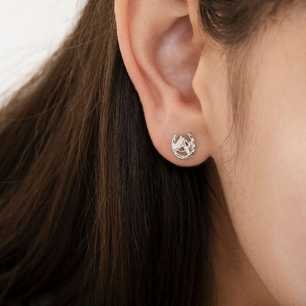 Sterling Silver Winner's Circle Horse Children's Screwback Earrings, Ages 3-15 Image 2 Barthau Jewellers Stouffville, ON