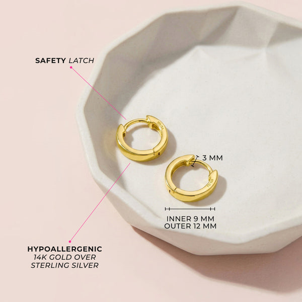 Sterling Silver Gold Plated 12mm Children's Hoop Earrings, Ages 3-15 Image 3 Barthau Jewellers Stouffville, ON