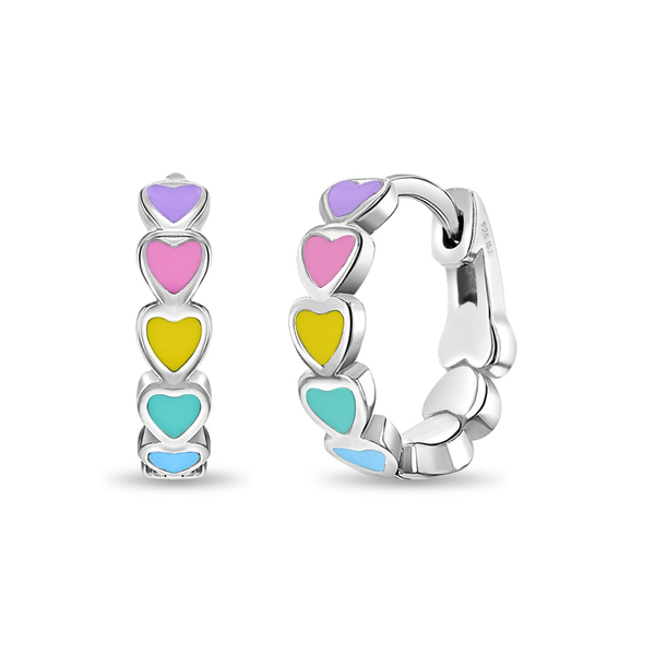 Sterling Silver Cascading Heart Huggie Kids Earrings Ages 3-17 Barthau Jewellers Stouffville, ON