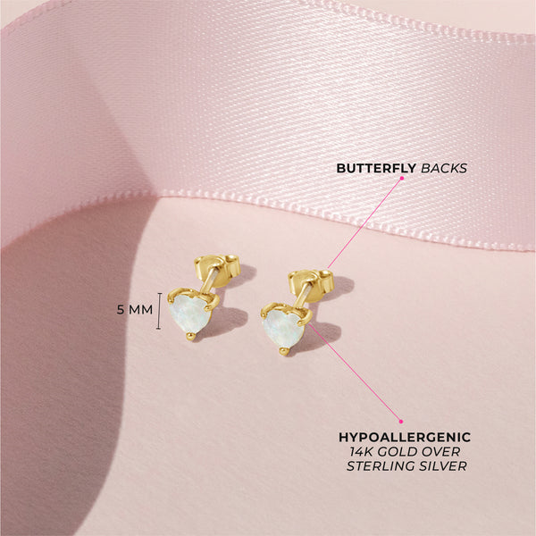 Sterling Silver Gold Plated Mother Of Pearl Children's Screwback Earrings Ages 5-15 Image 3 Barthau Jewellers Stouffville, ON