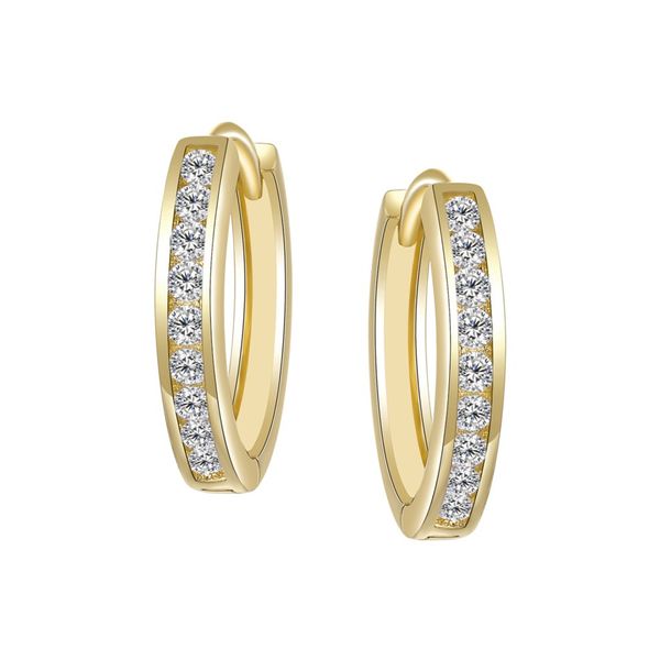 Sterling Silver/Gold Plate Cubic Zirconia 17MM Hoop Earrings Barthau Jewellers Stouffville, ON