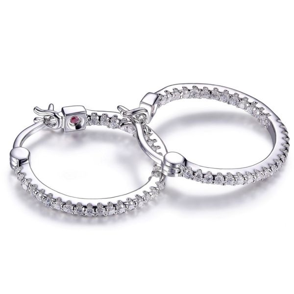 Sterling Silver 20MM Cubic Zirconia Hoop ELLE Earrings Barthau Jewellers Stouffville, ON