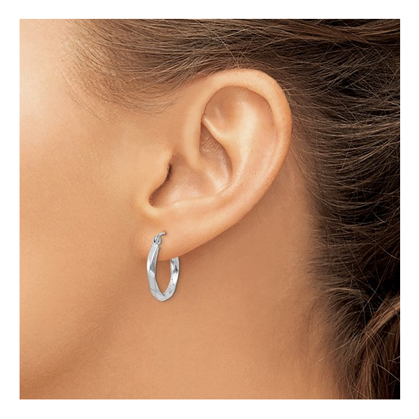 Sterling Silver 2.5mm x 18mm Twisted Hoop Earrings Image 2 Barthau Jewellers Stouffville, ON