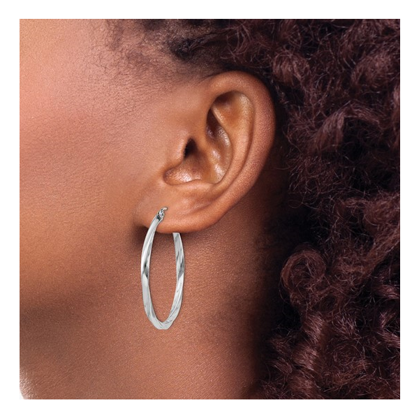 Sterling Silver 2.5mm x 35mm Twisted Hoop Earrings Image 2 Barthau Jewellers Stouffville, ON