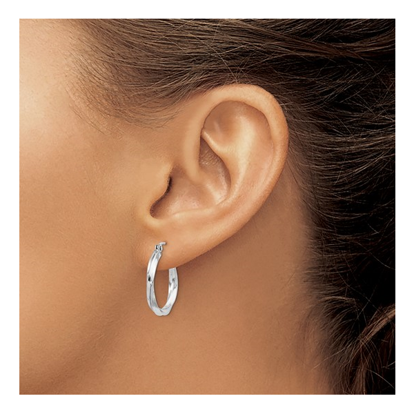 Sterling Silver 2.5mm x 20mm Twisted Hoop Earrings Image 2 Barthau Jewellers Stouffville, ON