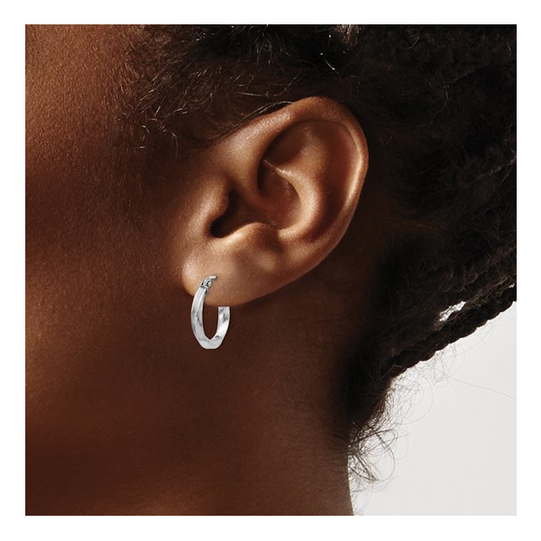 Sterling Silver 2.5mm x 15mm Twisted Hoop Earrings Image 2 Barthau Jewellers Stouffville, ON