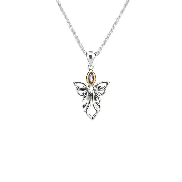 KEITH JACK Sterling Silver And 10K Gold Guardian Angel Pendant With Amethyst, 18