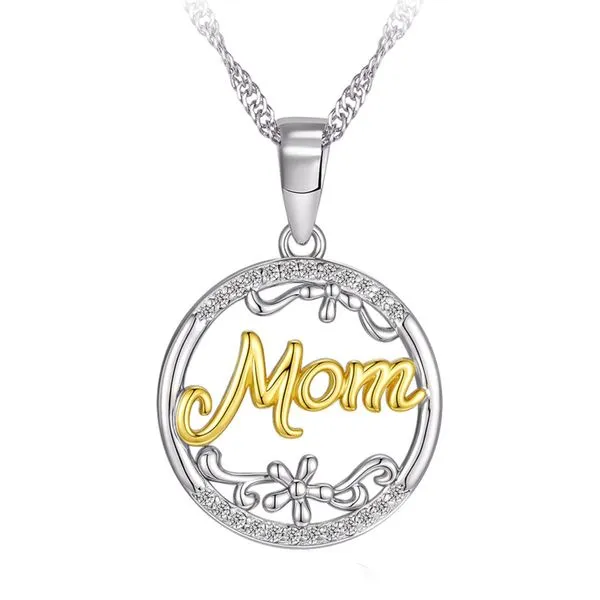 Sterling Silver/Gold Plate CZ MOM Necklace Barthau Jewellers Stouffville, ON