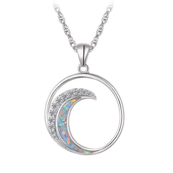 Sterling Silver Opal & Cubic Zirconia Wave Necklace Barthau Jewellers Stouffville, ON
