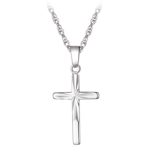 Sterling Silver Diamond Cut Cross Necklace Barthau Jewellers Stouffville, ON