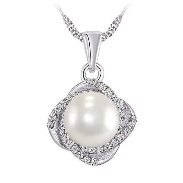 Sterling Silver 11MM Genuine Pearl/Cubic Zirconia Necklace Barthau Jewellers Stouffville, ON