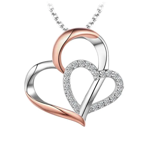 Sterling Silver/RP Entwined Hearts Cubic Zirconia Necklace Barthau Jewellers Stouffville, ON