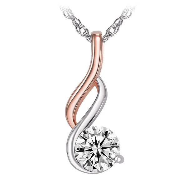 Sterling Silver/Rose Gold Plate Swirl Drop Necklace Barthau Jewellers Stouffville, ON