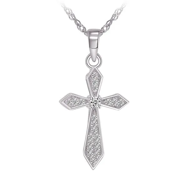 Sterling Silver Cubic Zirconia Cross Necklace Barthau Jewellers Stouffville, ON