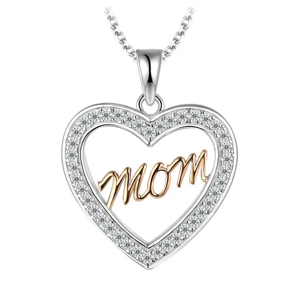 Sterling Silver Cubic Zirconia MOM Heart Necklace Barthau Jewellers Stouffville, ON