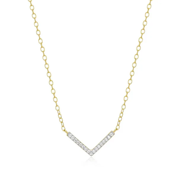 Sterling Silver/Gold Plated MONTE LUNA Lab Grown Diamond V-Shaped Necklace, 16+2