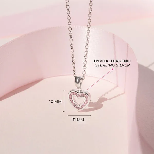 Sterling Silver Pink CZ Open Heart Kids Necklace Ages 3-10 Image 3 Barthau Jewellers Stouffville, ON