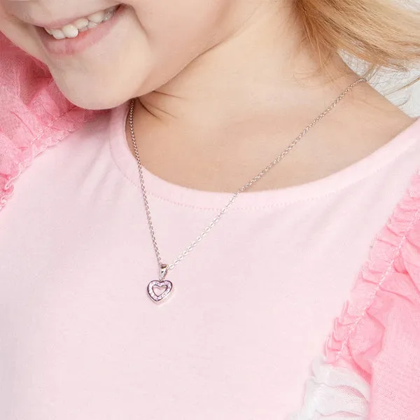 Sterling Silver Pink CZ Open Heart Kids Necklace Ages 3-10 Image 5 Barthau Jewellers Stouffville, ON