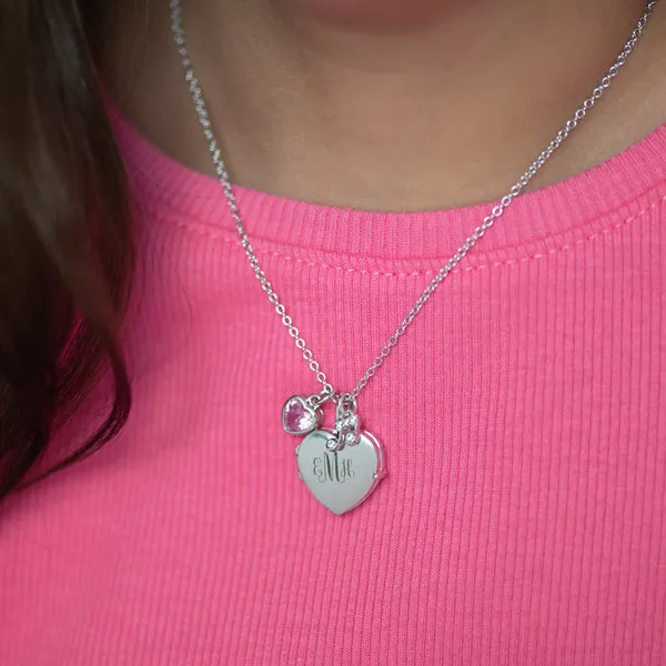 Sterling Silver Heart Shaped Locket Kids Necklace Ages 3-10 Image 2 Barthau Jewellers Stouffville, ON