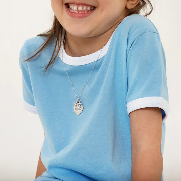 Sterling Silver Guardian Angel & Cross Heart Kids Necklace Ages 3-10 Image 2 Barthau Jewellers Stouffville, ON