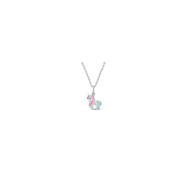 Sterling Silver Rainbow Unicorn Kids Necklace Ages 3-10 Barthau Jewellers Stouffville, ON