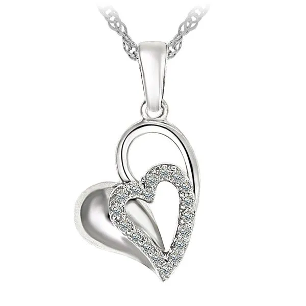Sterling Silver & Cubic Zirconia Double Heart Cubic Zirconia Necklace Barthau Jewellers Stouffville, ON