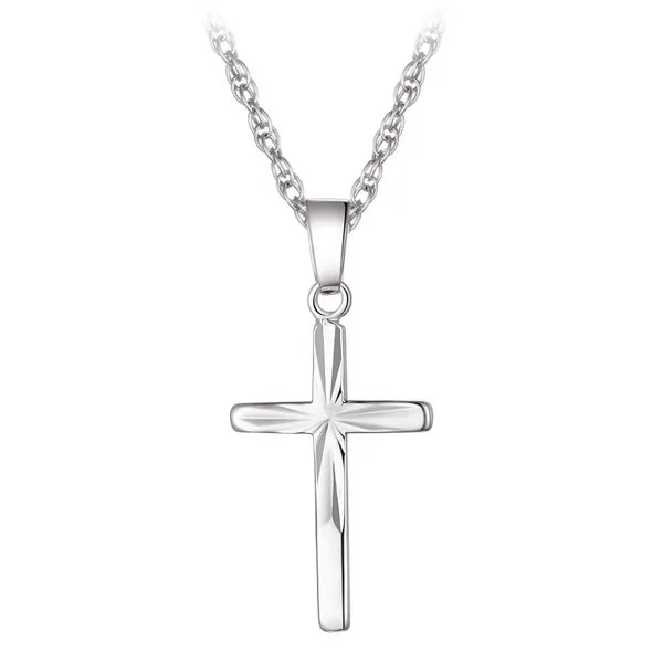 Sterling Silver Diamond Cut Cross Necklace Barthau Jewellers Stouffville, ON