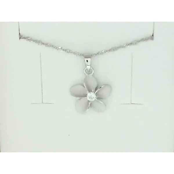 Sterling Silver & Cubic Zirconia Flower Necklace Barthau Jewellers Stouffville, ON