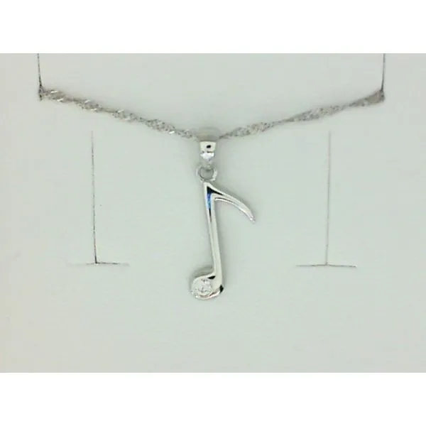 Sterling Silver & Cubic Zirconia Music Note Necklace Barthau Jewellers Stouffville, ON