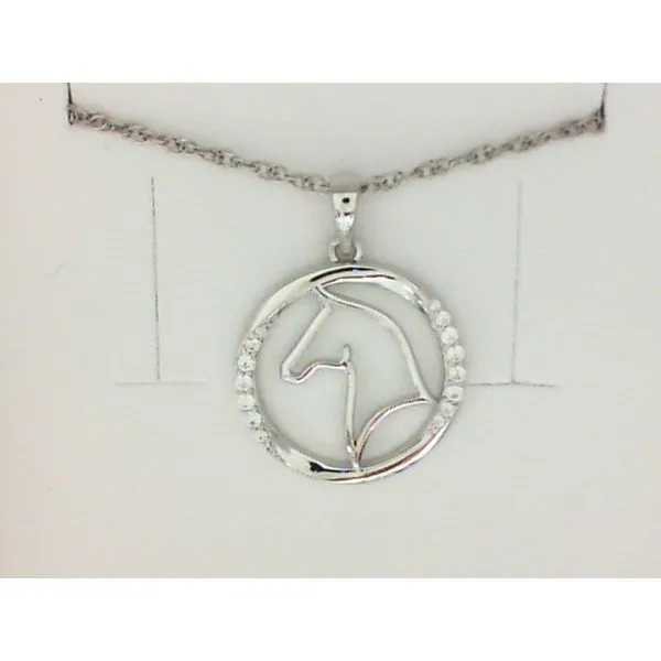 Sterling Silver & Cubic Zirconia Horse Necklace Barthau Jewellers Stouffville, ON