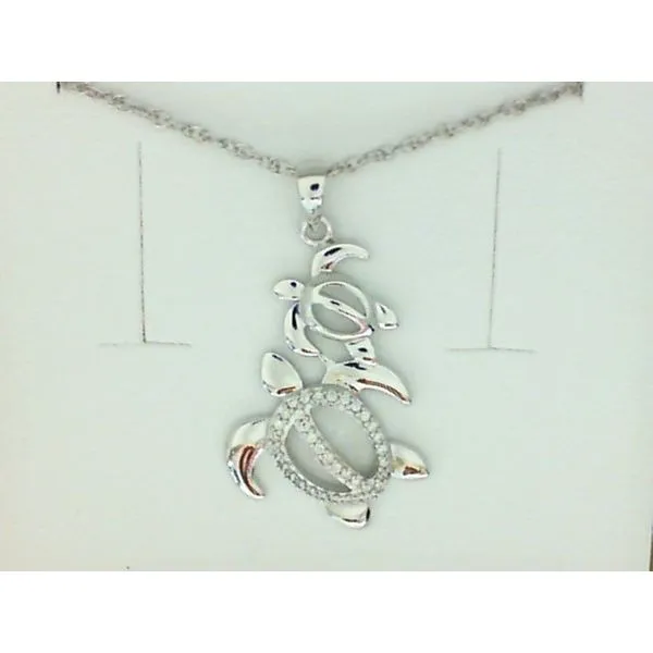 Sterling Silver & Cubic Zirconia Mother & BabyTurtles Necklace Barthau Jewellers Stouffville, ON