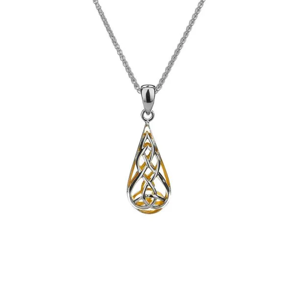 KEITH JACK 22k Gilded Sterling Silver Teardrop Trinity Drop Pendant Barthau Jewellers Stouffville, ON