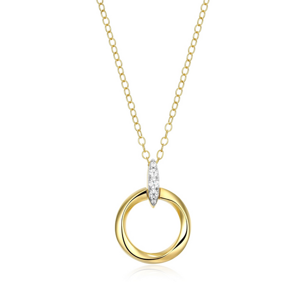 Sterling Silver/Gold Plated MONTE LUNA Lab Grown Diamond Circle Necklace, 16+2