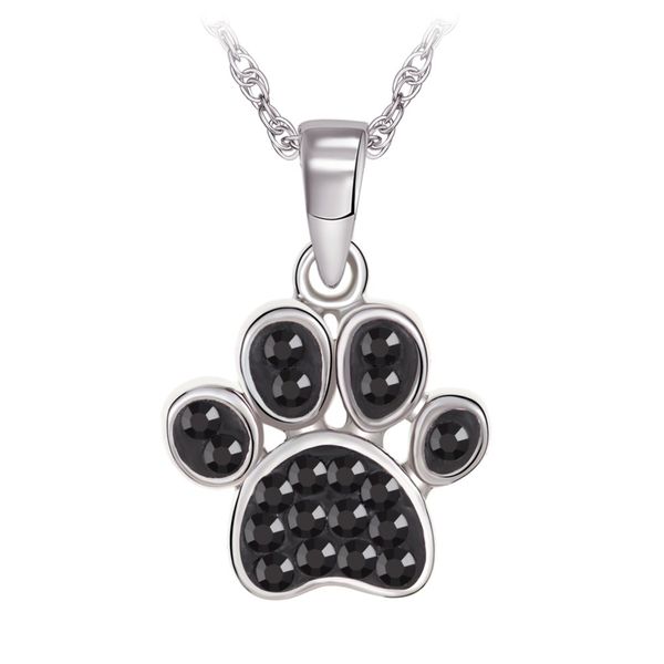 Sterling Silver Black Cubic Zirconia Puppy Paw Necklace Barthau Jewellers Stouffville, ON