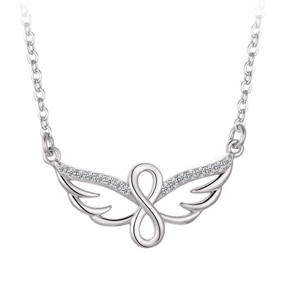 Sterling Silver Cubic Zirconia Wings & Infinity Necklace Barthau Jewellers Stouffville, ON