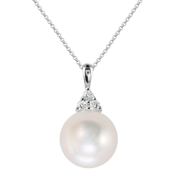 Sterling Silver 7.5MM CULTURED PEARL & CUBIC ZIRCONIA NECKLACE Barthau Jewellers Stouffville, ON