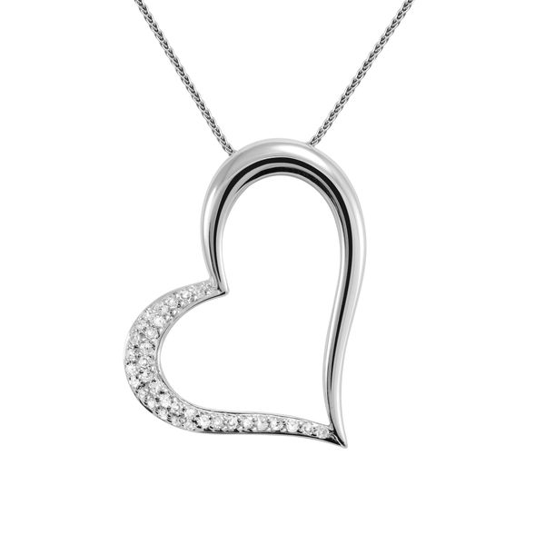 Sterling Silver Cubic Zirconia  Offset Heart Necklace Barthau Jewellers Stouffville, ON