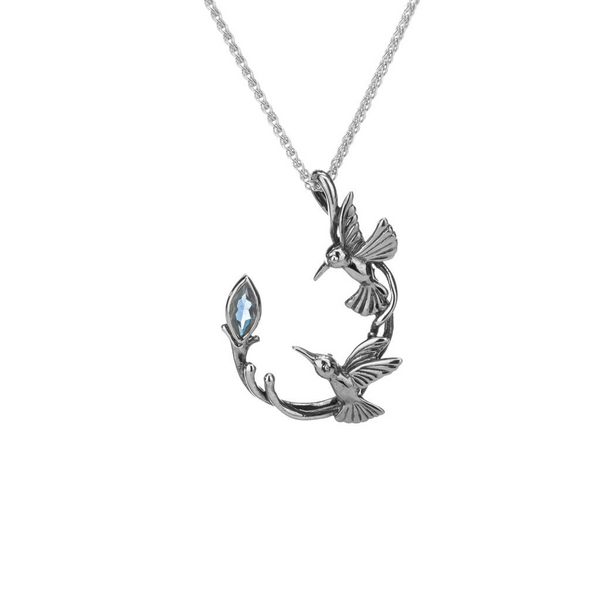 KEITH JACK Sterling Silver Blue Topaz Hummingbird Necklace Barthau Jewellers Stouffville, ON