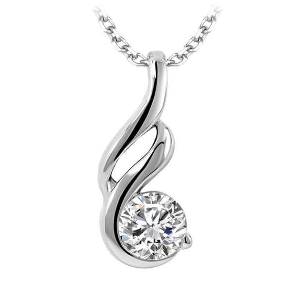 Sterling Silver Swirl Cubic Zirconia Drop Necklace Barthau Jewellers Stouffville, ON