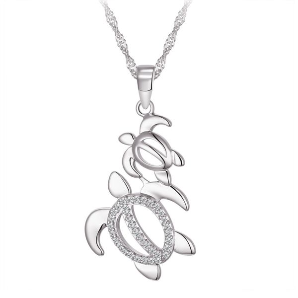 Sterling Silver & Cubic Zirconia Mother & BabyTurtles Necklace Barthau Jewellers Stouffville, ON