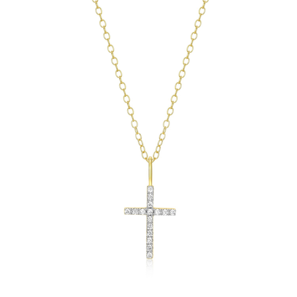 Sterling Silver/Gold Plated MONTE LUNA Lab Grown Diamond Cross Necklace, 16+2