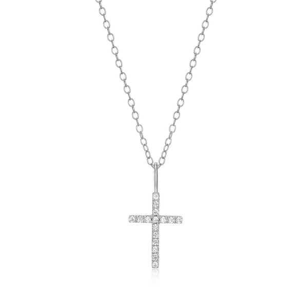 Sterling Silver MONTE LUNA Lab Grown Diamond Cross Necklace, 16