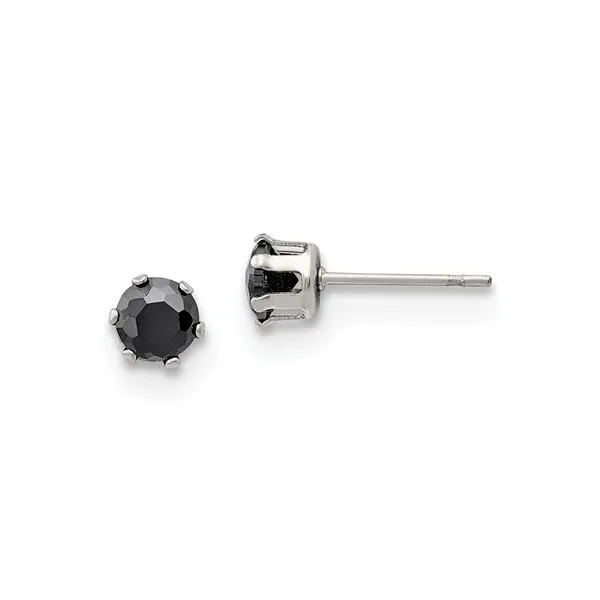 Stainless Steel 5MM Black CZ Stud Earrings Barthau Jewellers Stouffville, ON