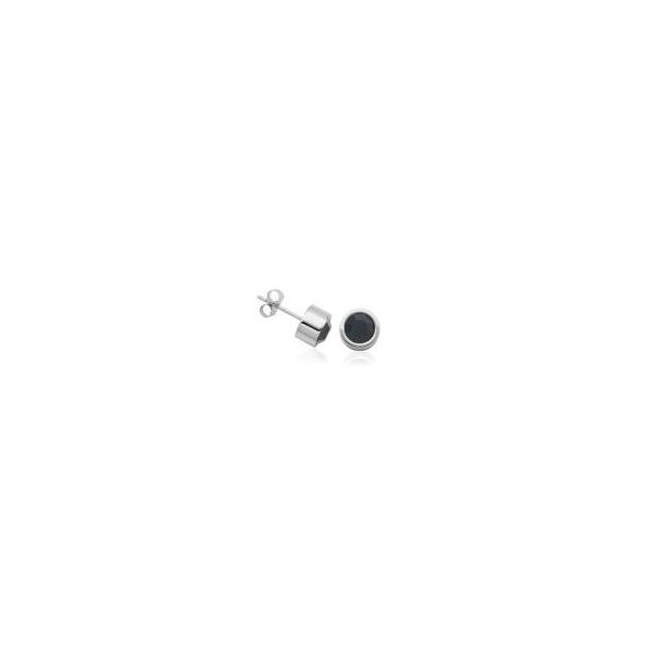 Stainless Steel 6MM Black CZ Stud Earrings Barthau Jewellers Stouffville, ON