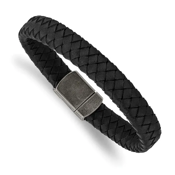 Stainless Steel/Leather 8.25