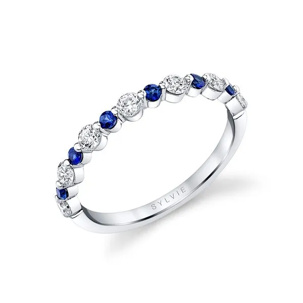 14KW Diamond and Sapphire Band by Sylvie Jim Bartlett Fine Jewelry Longview, TX