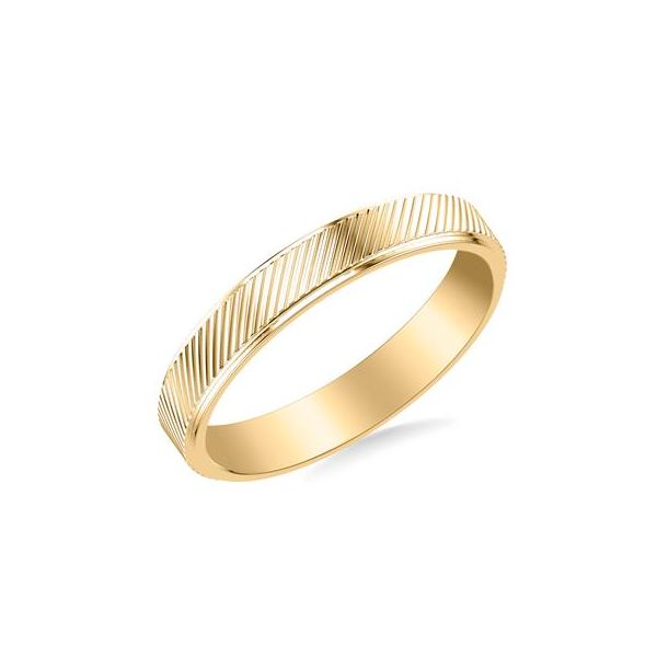 14KY Diagnal Engraved Wedding Band by Goldman Jim Bartlett Fine Jewelry Longview, TX