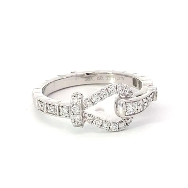 18KW Buckle Diamond Ring by Simon G. Jim Bartlett Fine Jewelry Longview, TX